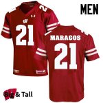 Men's Wisconsin Badgers NCAA #21 Chris Maragos Red Authentic Under Armour Big & Tall Stitched College Football Jersey DH31C11AO